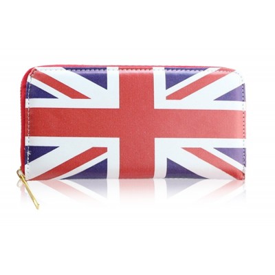 Fashion Women's Clutch Wallet With The Union Jack Pattern and Zipper Design